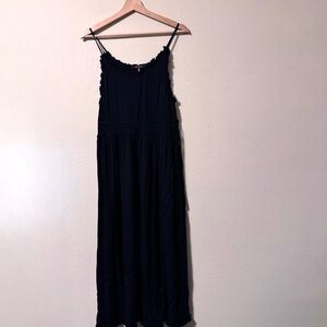 Scotch & Soda Maison Scotch Palm Cove black ruffle edge midi dress Size Small